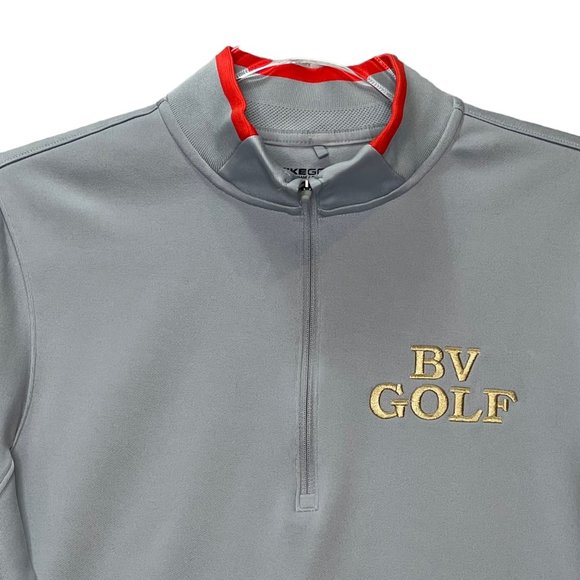 Nike Top Pullover Golf Dri Fit Mens Small Gray Logo 1/4 Zip Long Sleeve Shirt - Picture 2 of 11